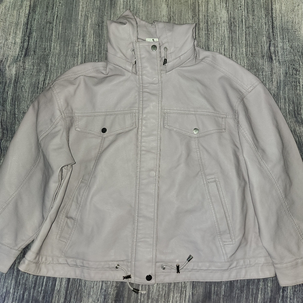 Royalty For Me NWT‎ Lilac Light Purple Faux Leather Hooded Jacket Size Large